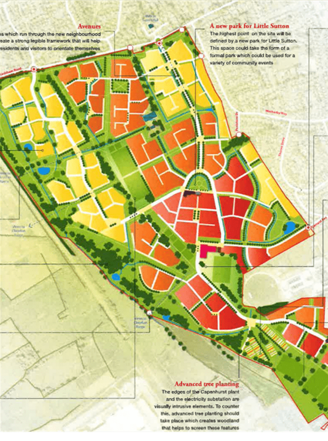 Map of proposed development of Ledsham Road.