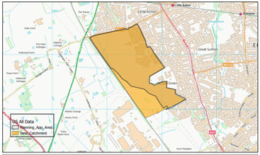 Proposed catchment area for the new school at Ledsham Road.