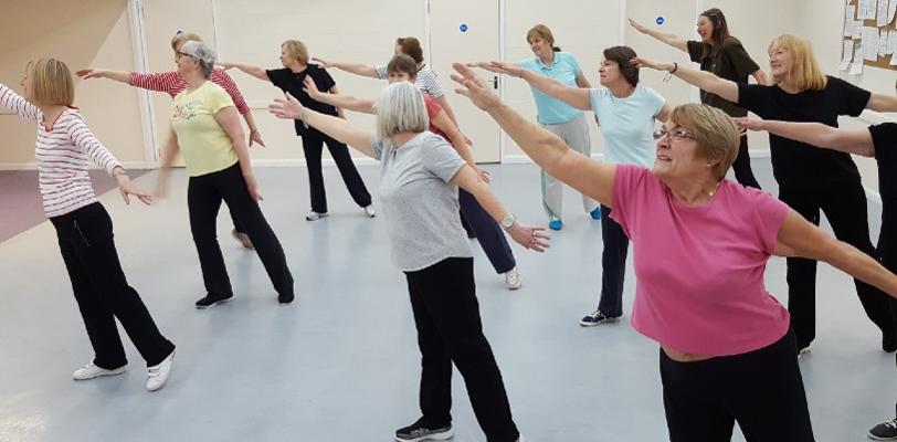 Older women at a fitness class