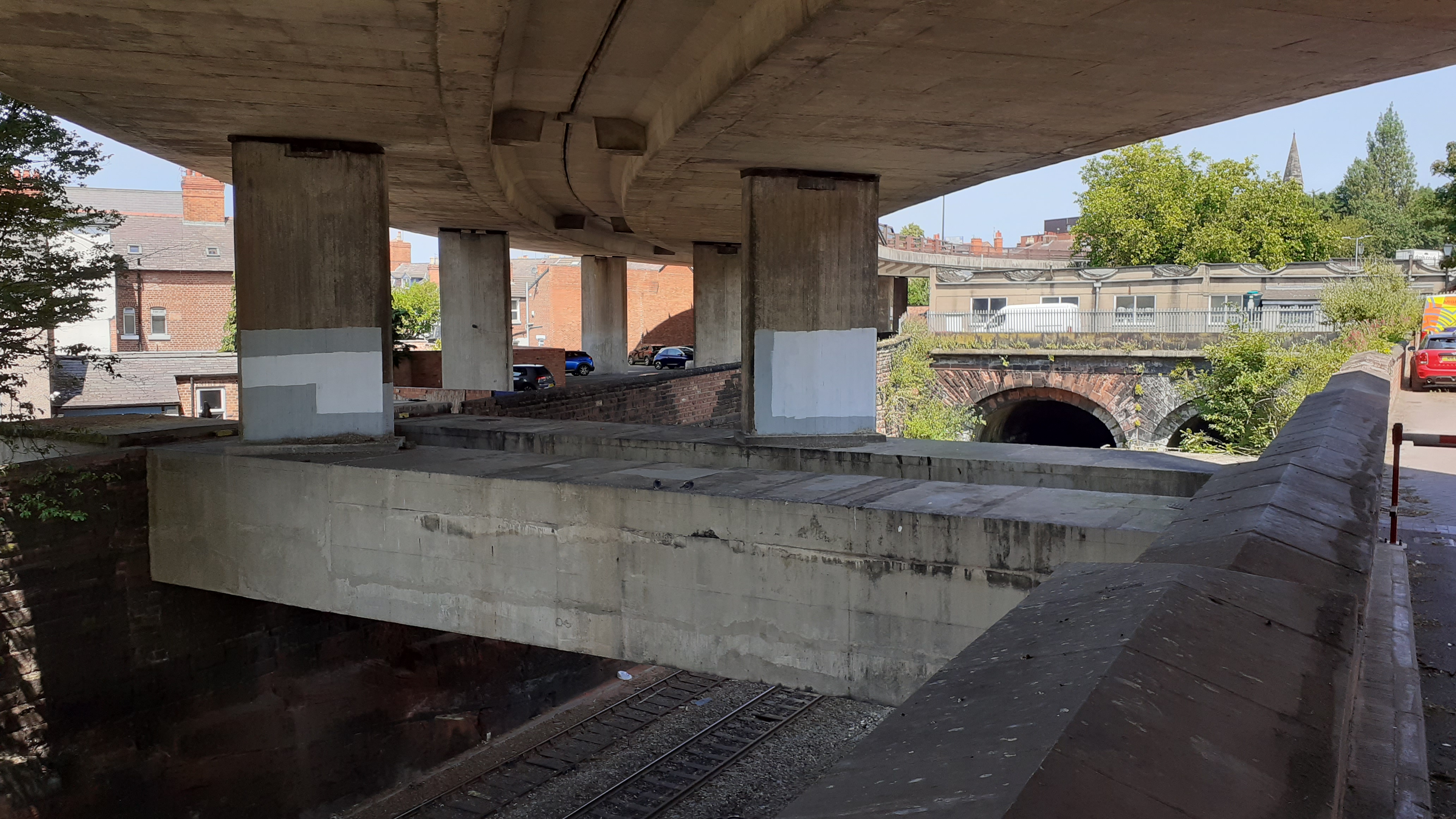 Support beams of the elevated highway