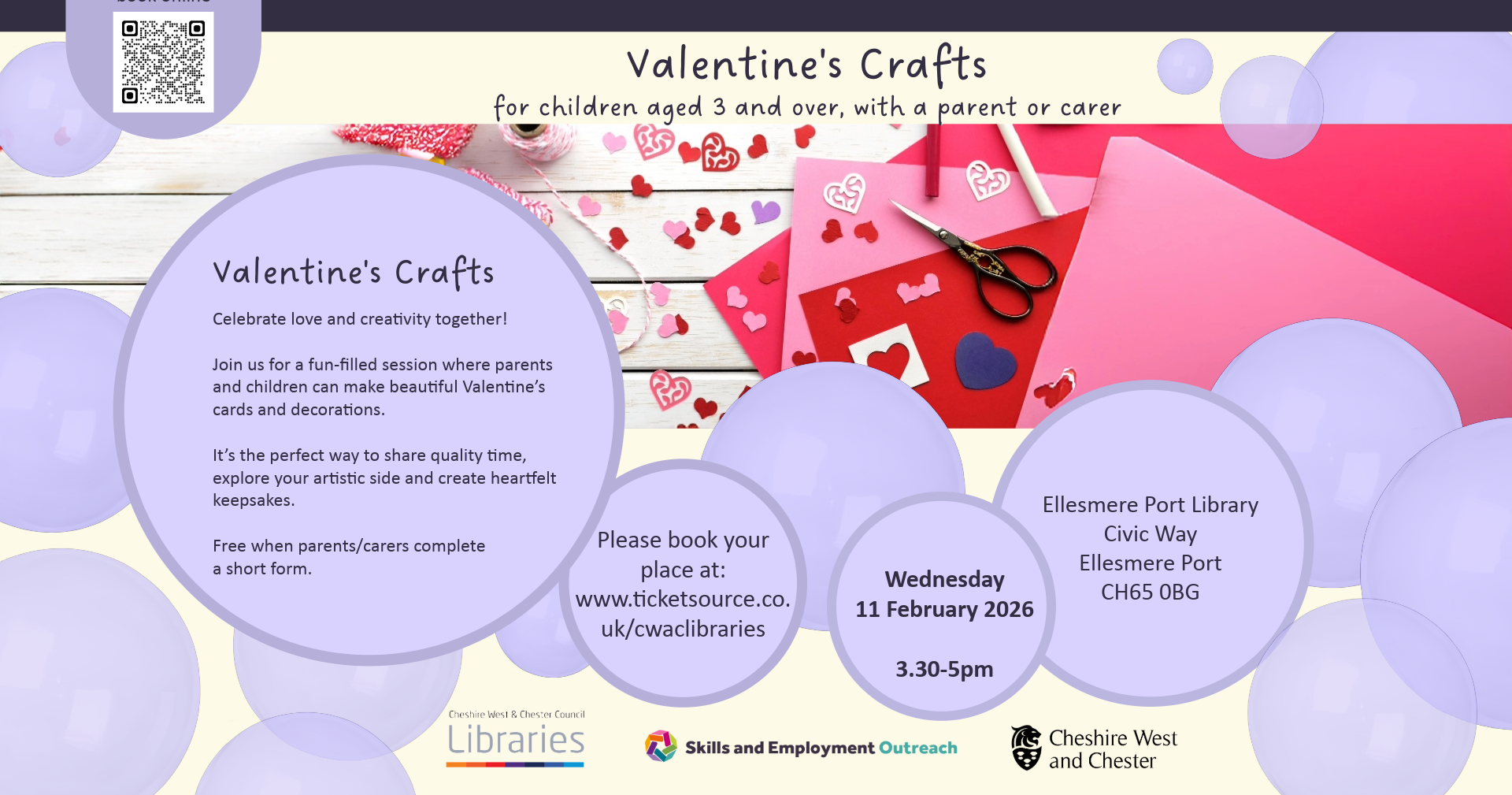 An image of craft materials and event information