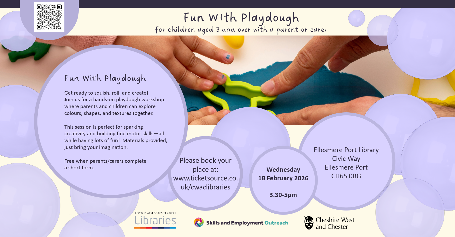 An image of playdough with the event information