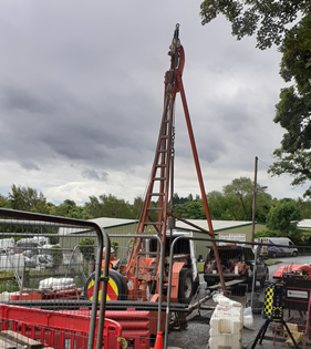 Drilling boreholes at Soot Hill