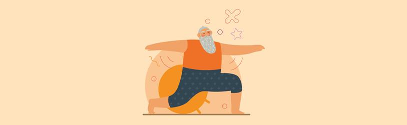 An illustration of an elderly person exercising