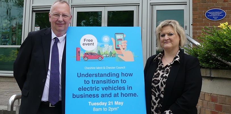 David Thornton and Cllr Karen Shore at the Civic Hall in Ellesmere Port