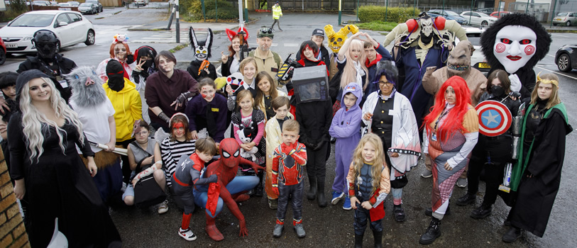 People attending Comic Con in fancy dress.