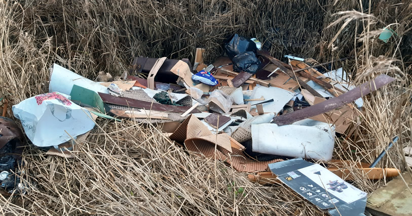 Fly tipping on Frodsham Marshes.