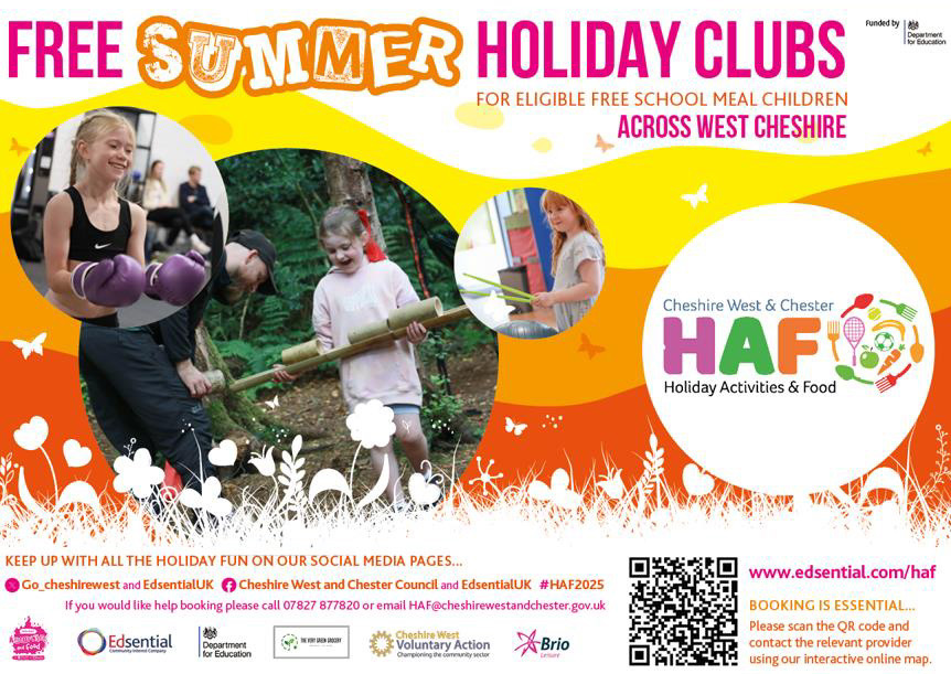 Free summer holiday clubs for eligible free school meal children across west Cheshire