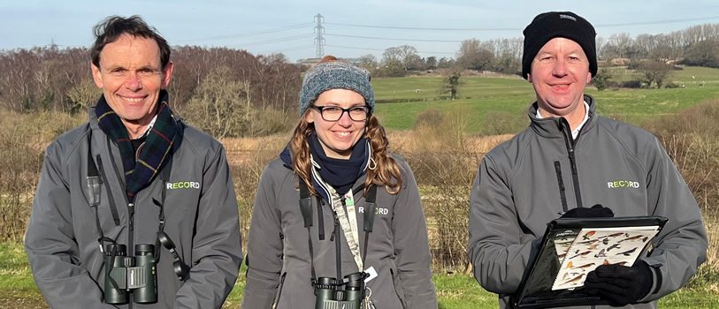 Pete Lennon, volunteer, Iona Cowell, Data Services Officer at RECORD, and Steve Ryder, volunteer.