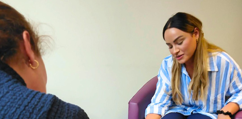 Two people having a conversation