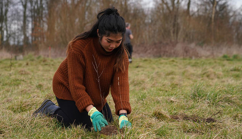 Resident planting on a community planting day