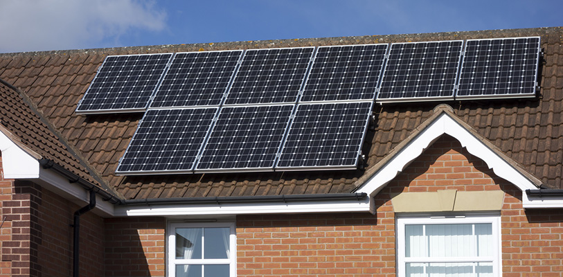 Solar panels on residential roof
