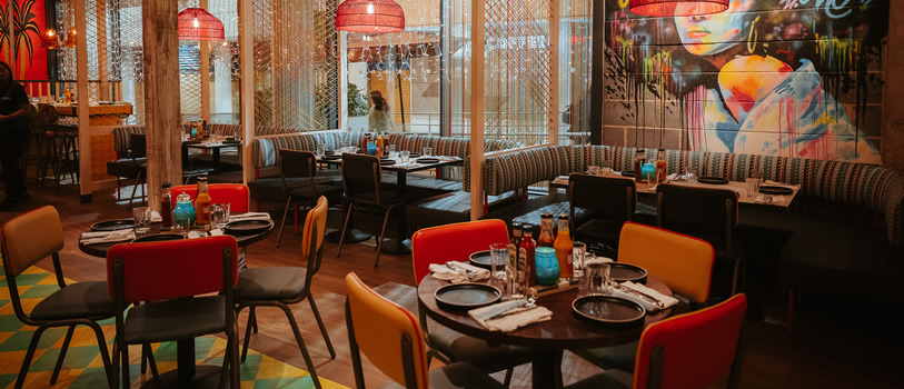 The interior of a Turtle Bay restaurant.