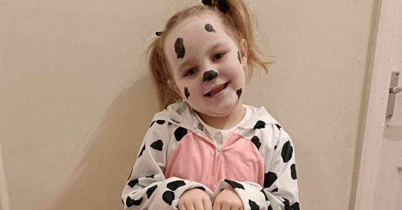 A little girl dressed as a Dalmatian for World Book Day
