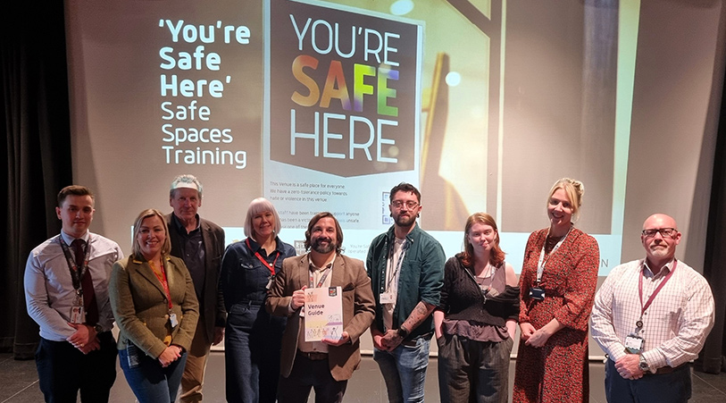 A group of attendees from today's launch of the You're Safe Here scheme at Storyhouse in Chester
