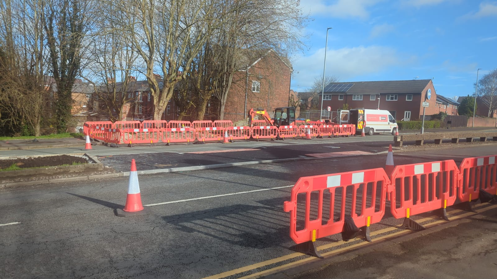 Barriers where work is taking place