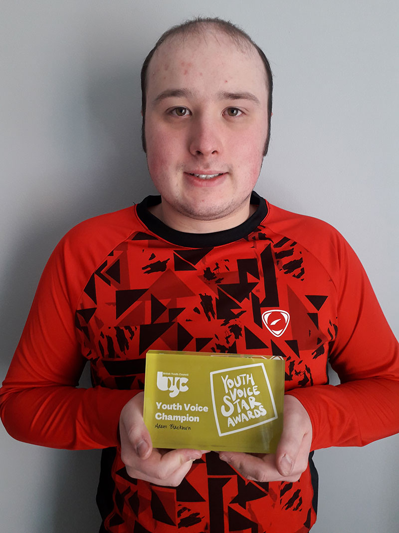 Adam Blackburn, winner of the Youth Voice Champion Award.