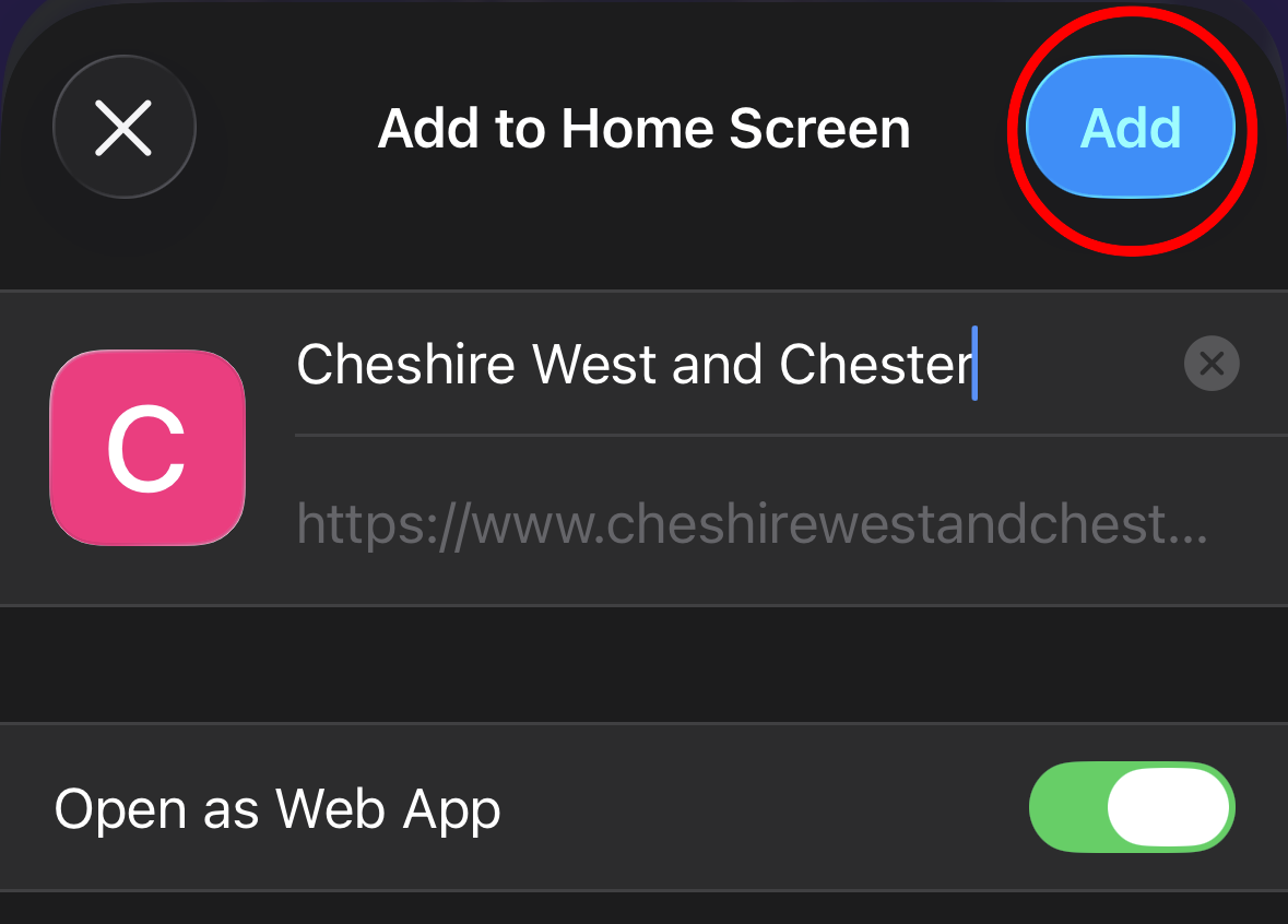Adding to home page (Iphone)