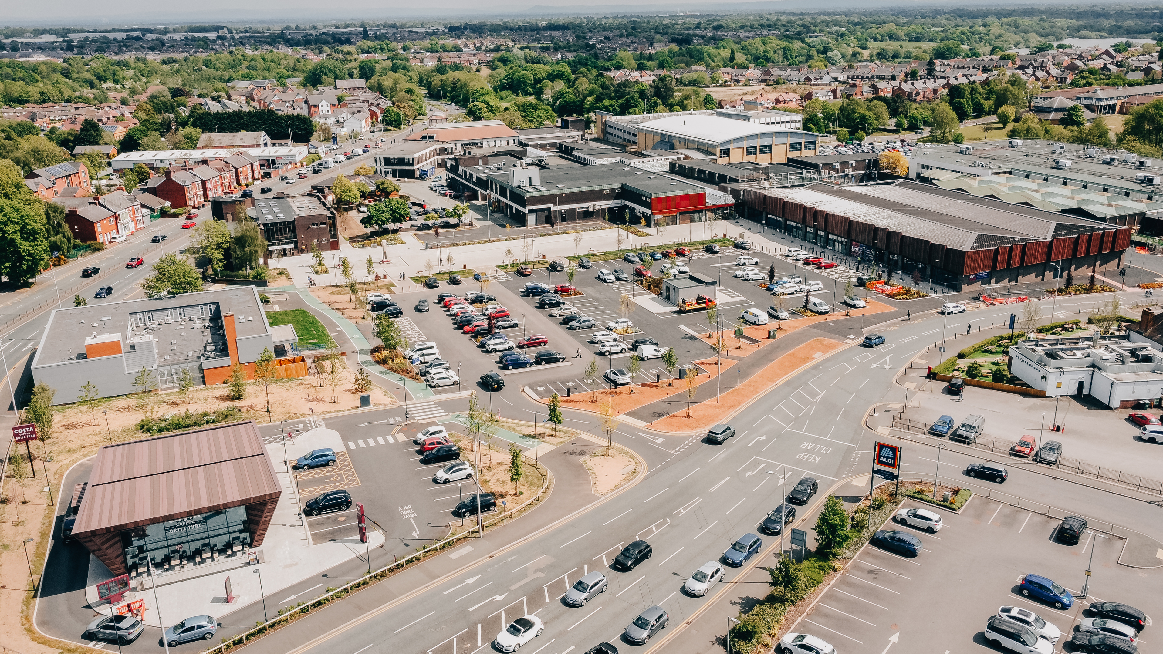 Aerial view of Winsford town centre