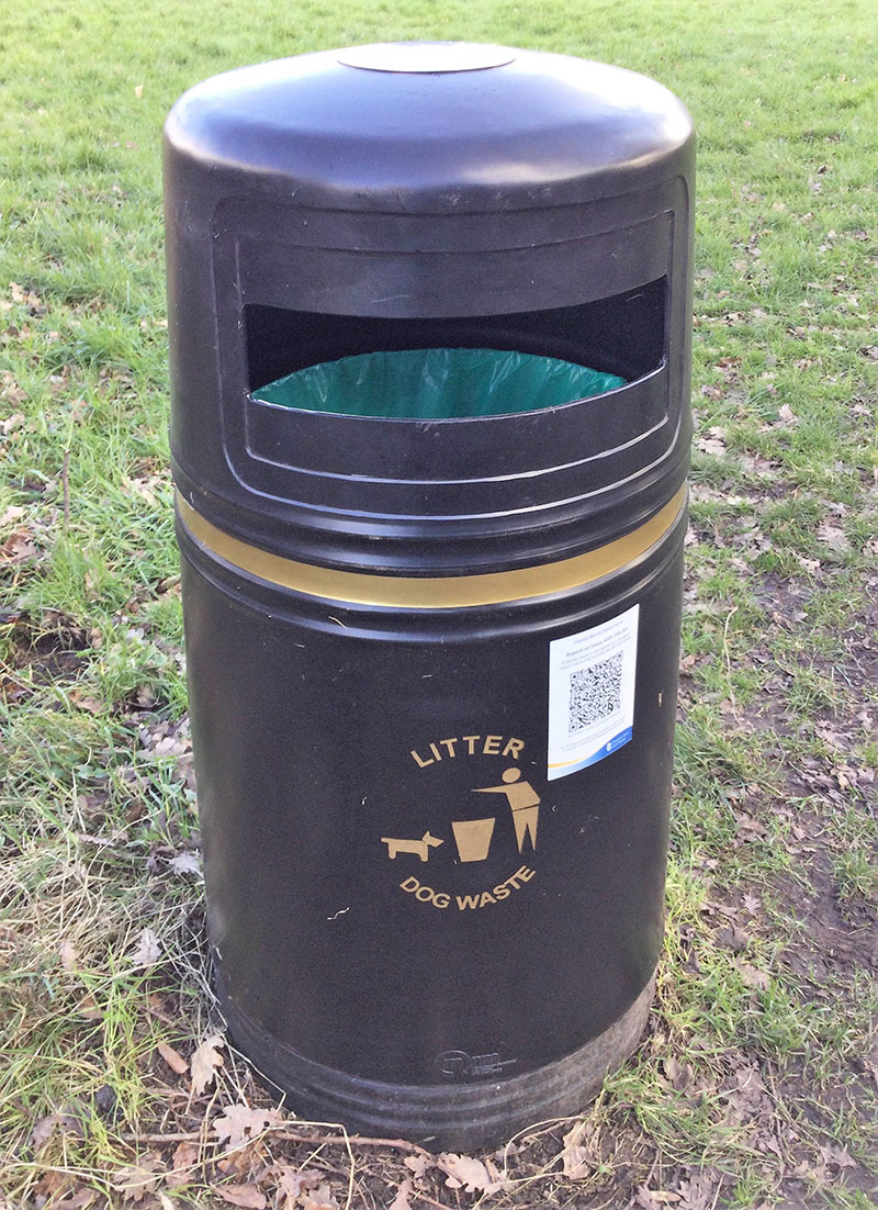 Bin with QR code