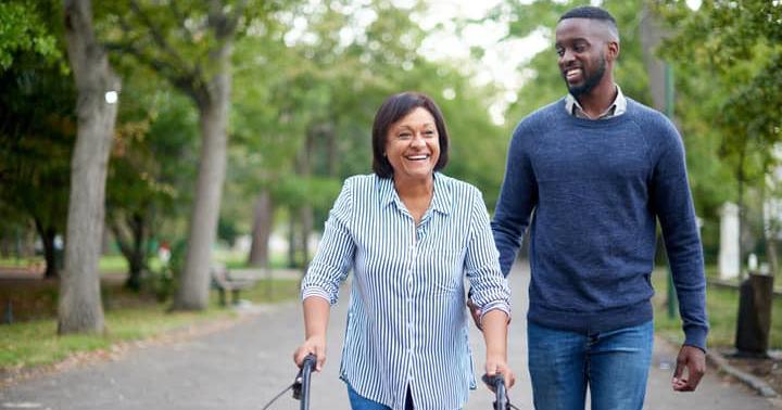 Carer and elderly resident.