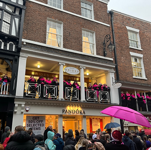 Pop up choirs singing on the Rows led by Musical Director, Matt Baker