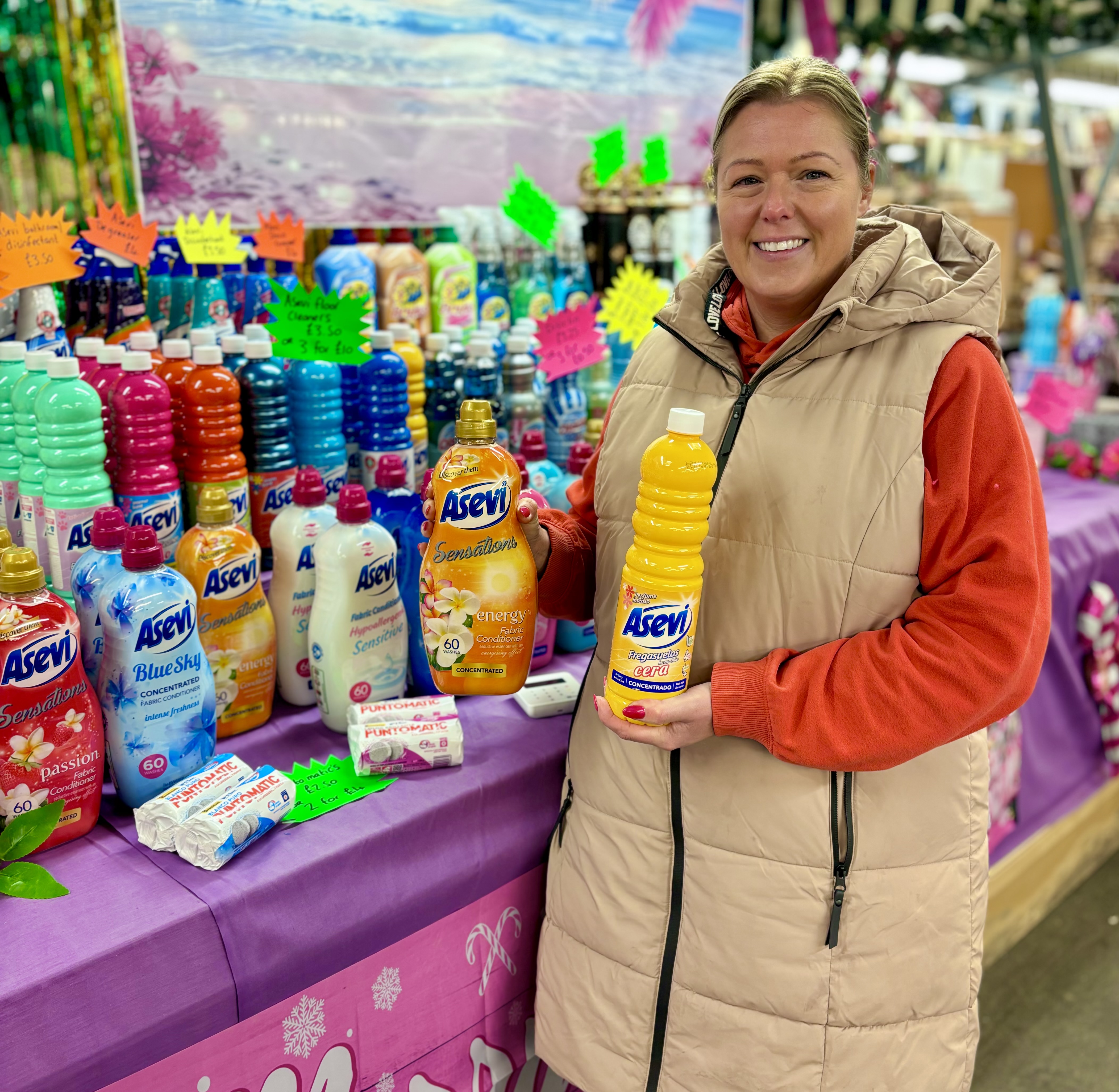 Claire Dore from Claire’s Spanish Cleaning Products at Winsford Market