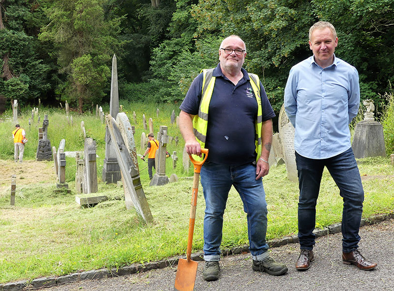 Residents volunteering at cemetary