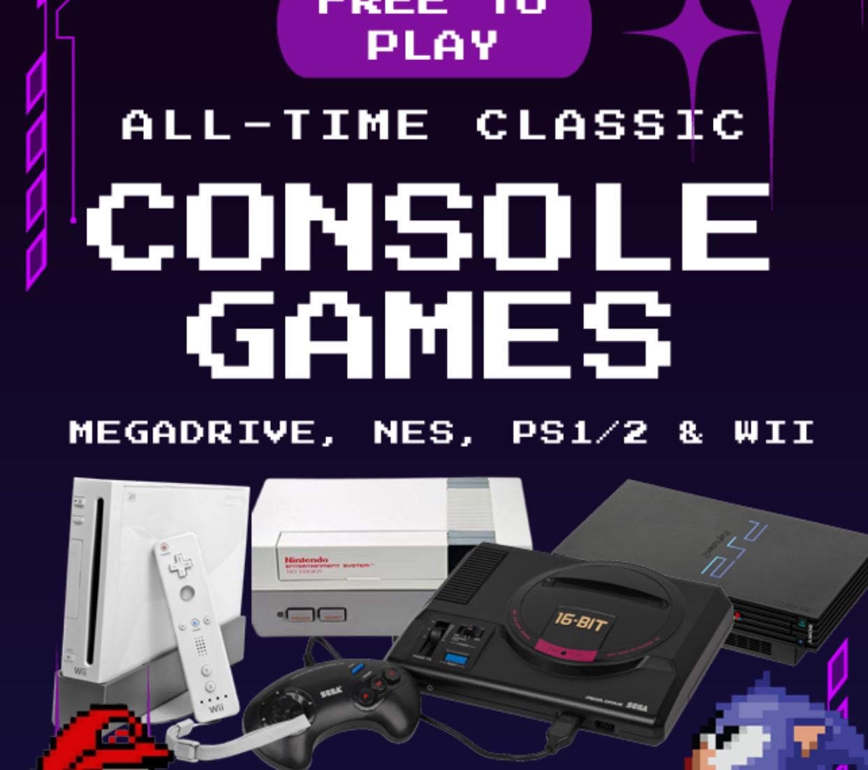 An image of games consoles