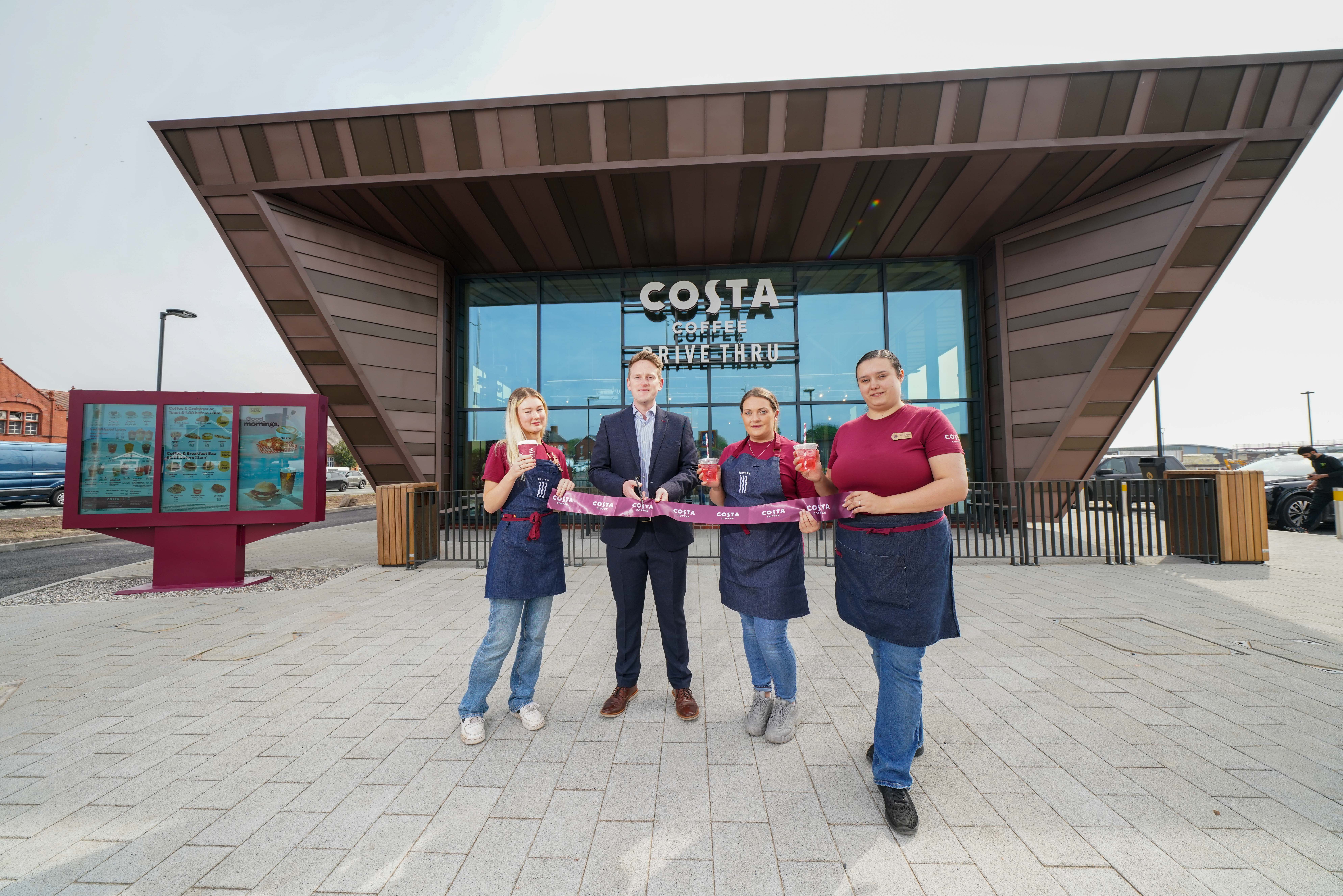 Cllr Nathan Pardoe at the opening of Costa Coffee in May 2024