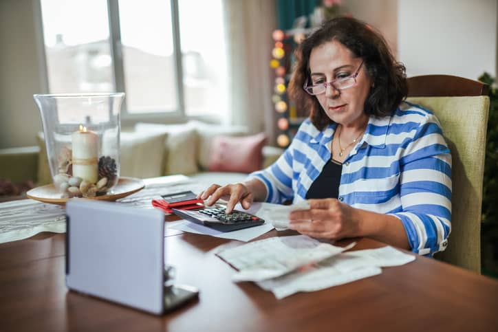 Woman reviewing taxes
