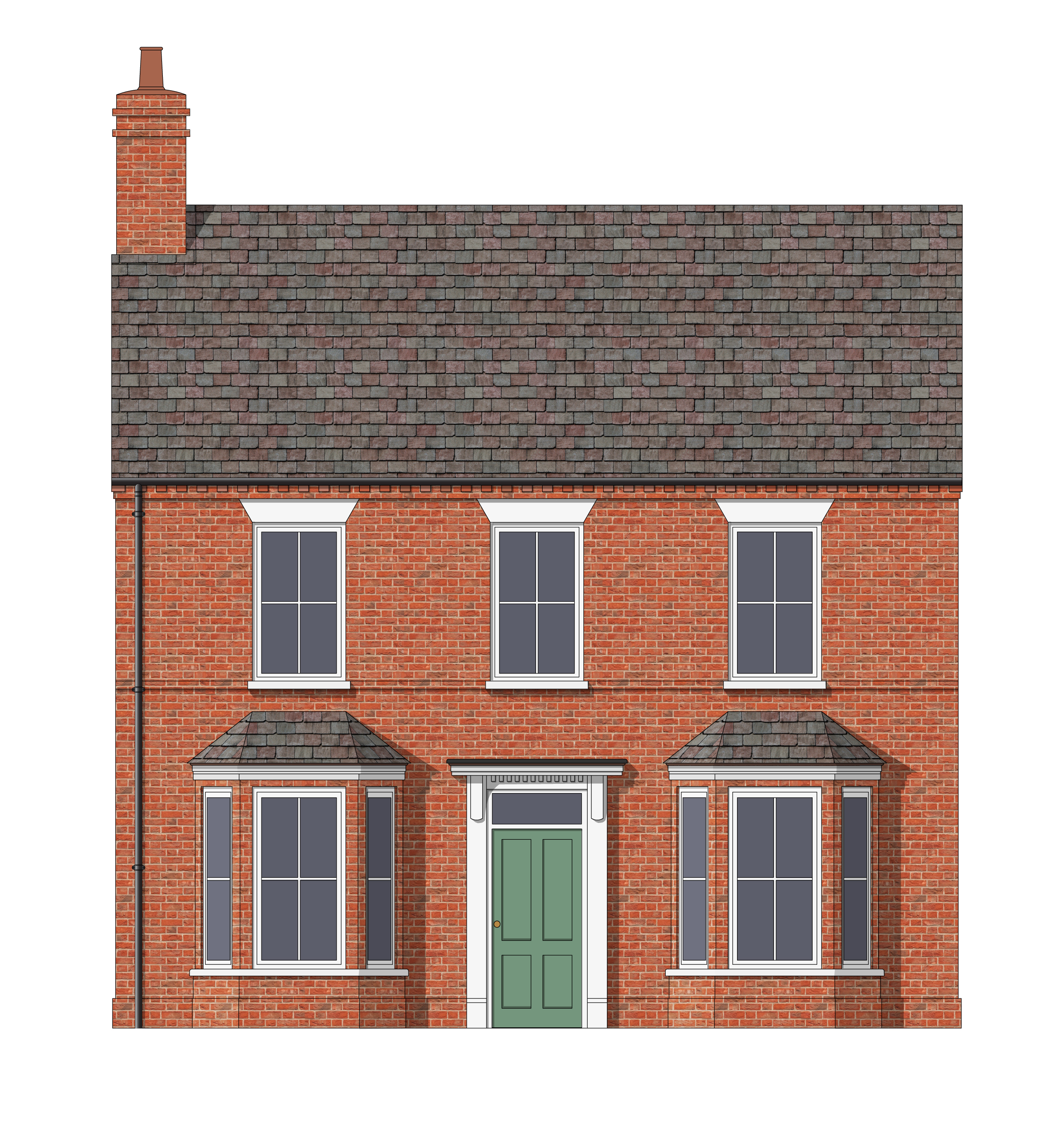 Cheshire_wide 2 storey detached bay windows_Brick image
