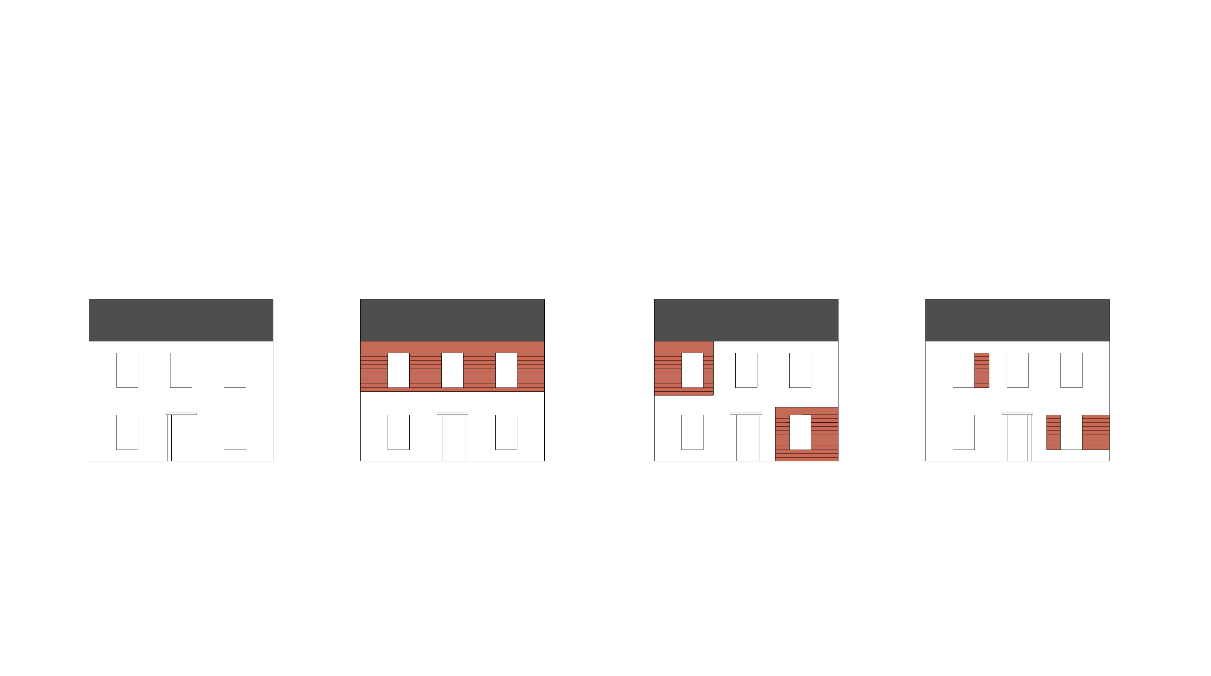 The use of materials must be cohesive and avoid random arrangement of differing materials.