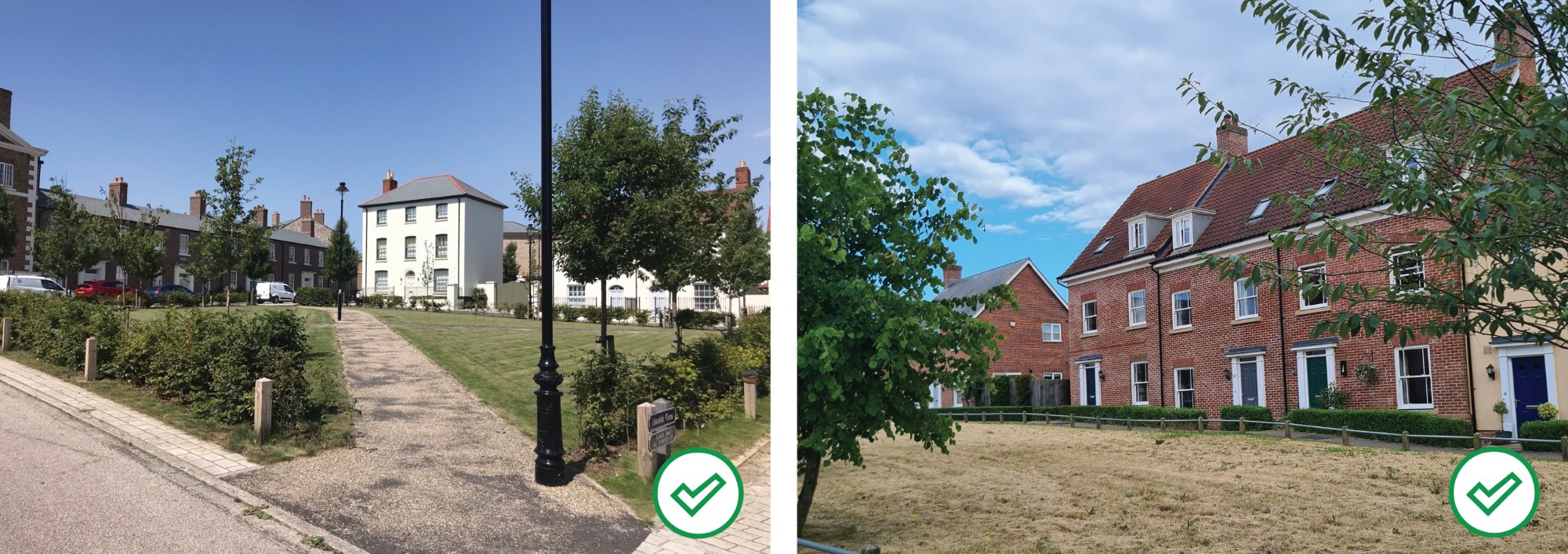 Well overlooked public spaces, Poundbury and Suffolk image