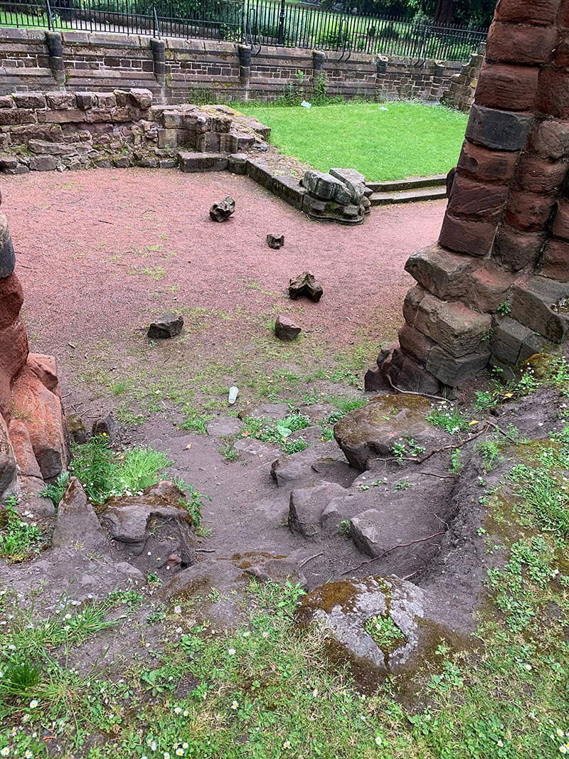 Stones gathered in the archway