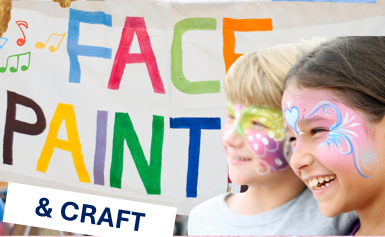 Two children with their faces painted