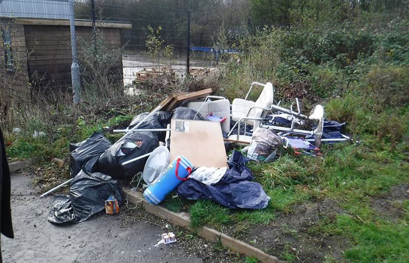 Fly-tipping found including chairs, fans and other rubbish in black bin bags
