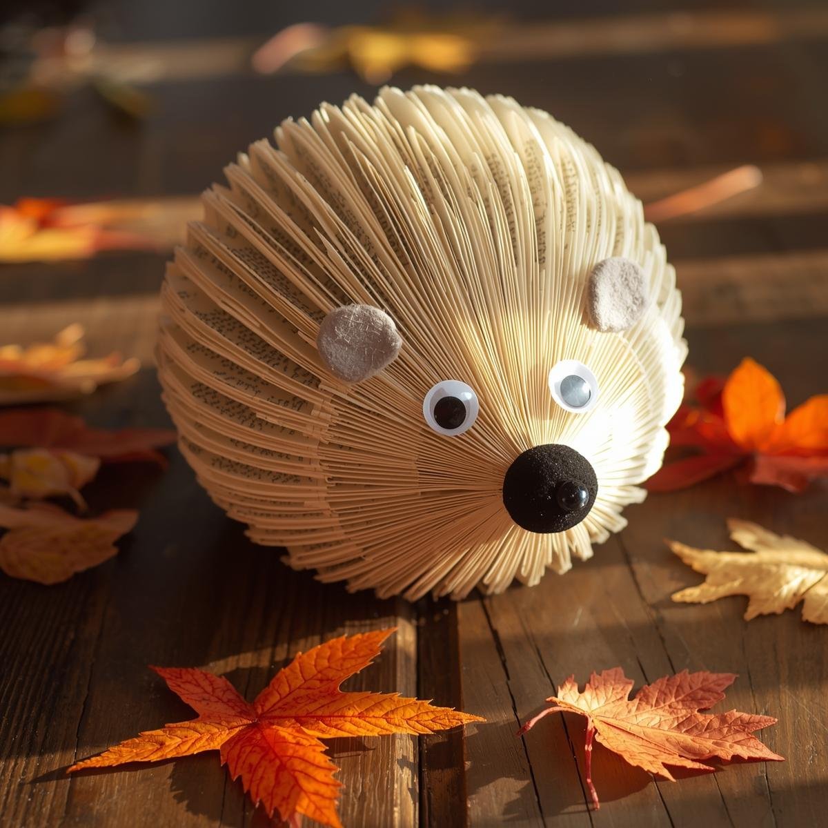 Hedgehog made out of folded pages of a book
