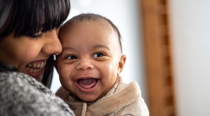 A baby laughing