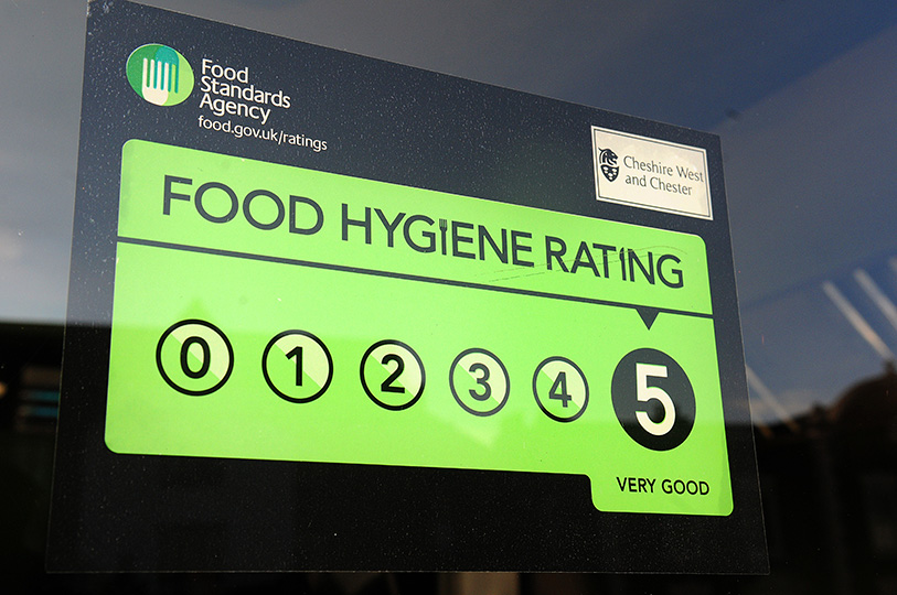 A level 5 food hygiene rating sign