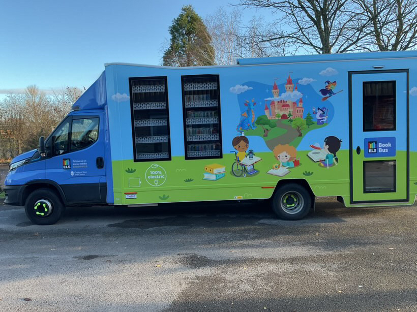 The livery on the Education Library Service's Book Bus