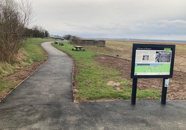 Pathway with benches on