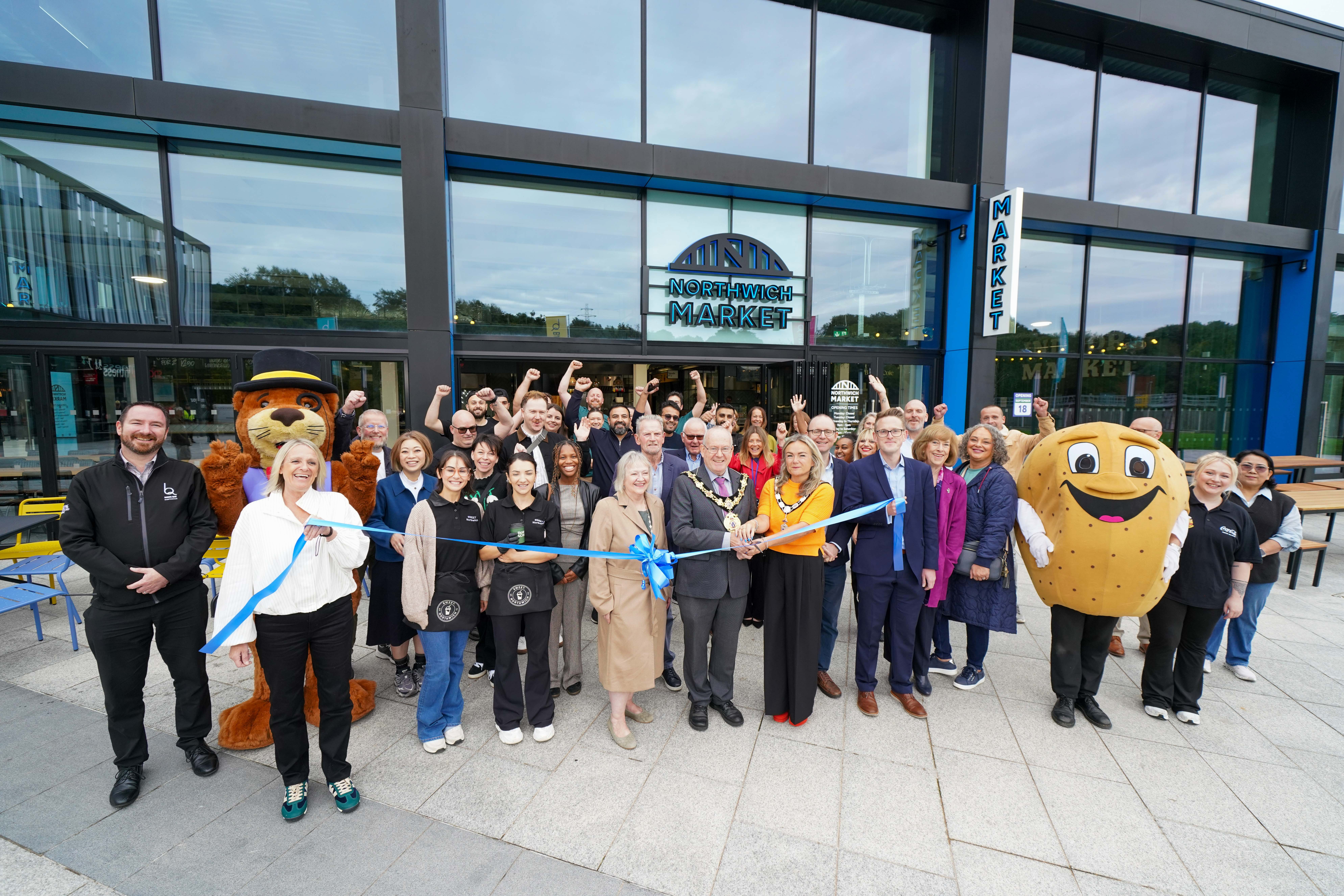 Ribbon cutting Northwich Market