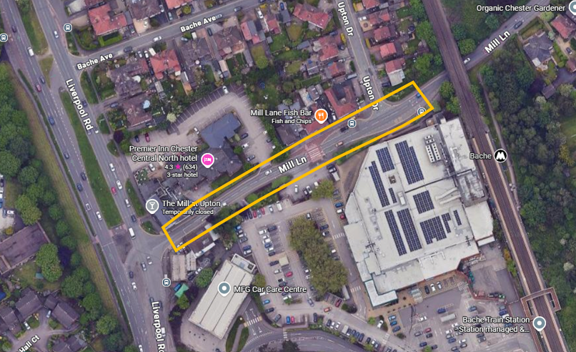 Overview shot of Mill Lane