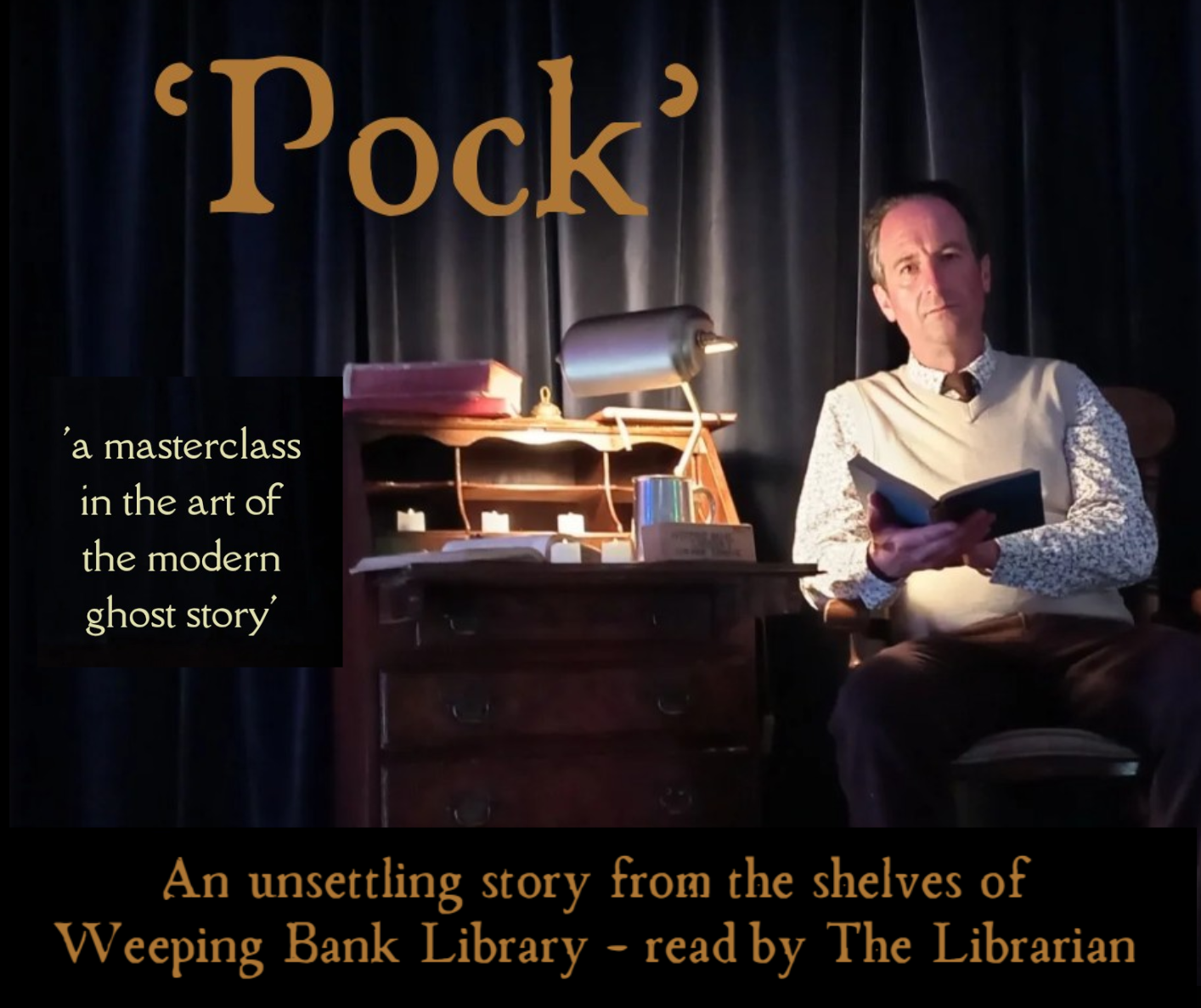 An image of a librarian looking at you while holding a book in his hand