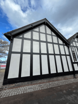 Rebuilt west elevation of Northwich Library