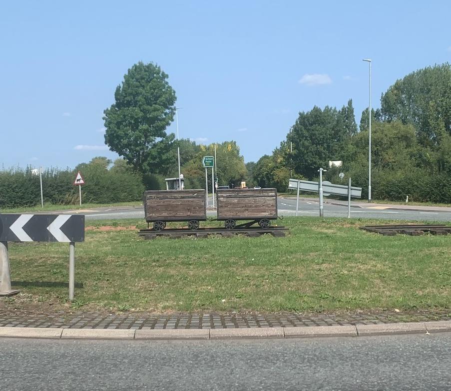 Salt trucks pictures in the centre of the roundabout at the junction of Road One/Bostock Road, Winsford