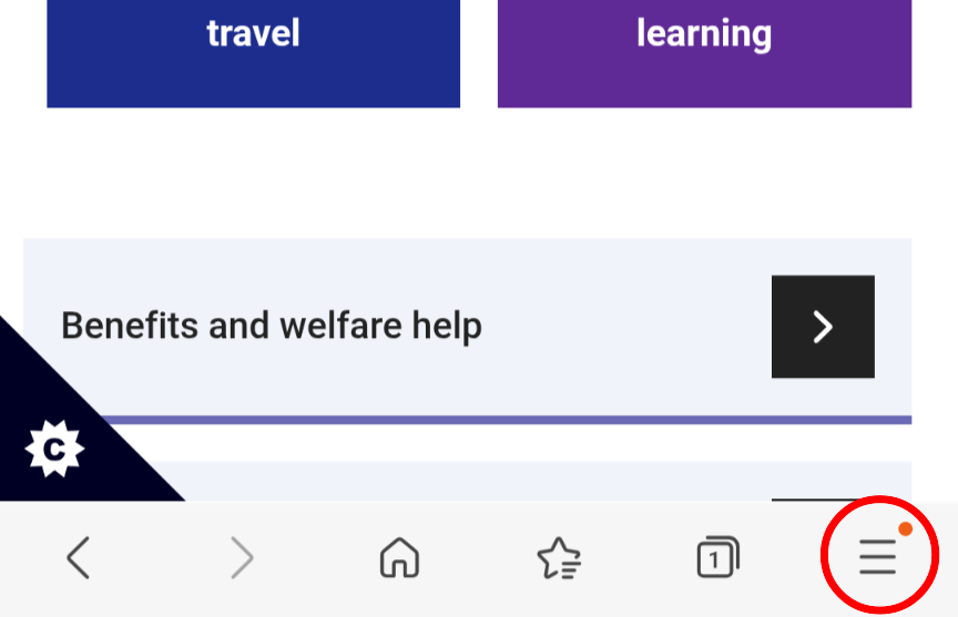 Samsung internet menu
