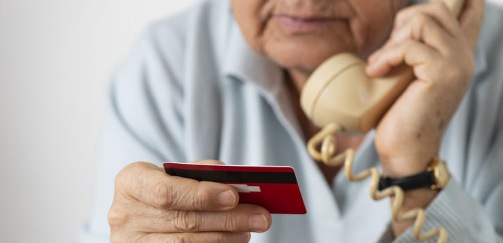 Elderly resident on the phone