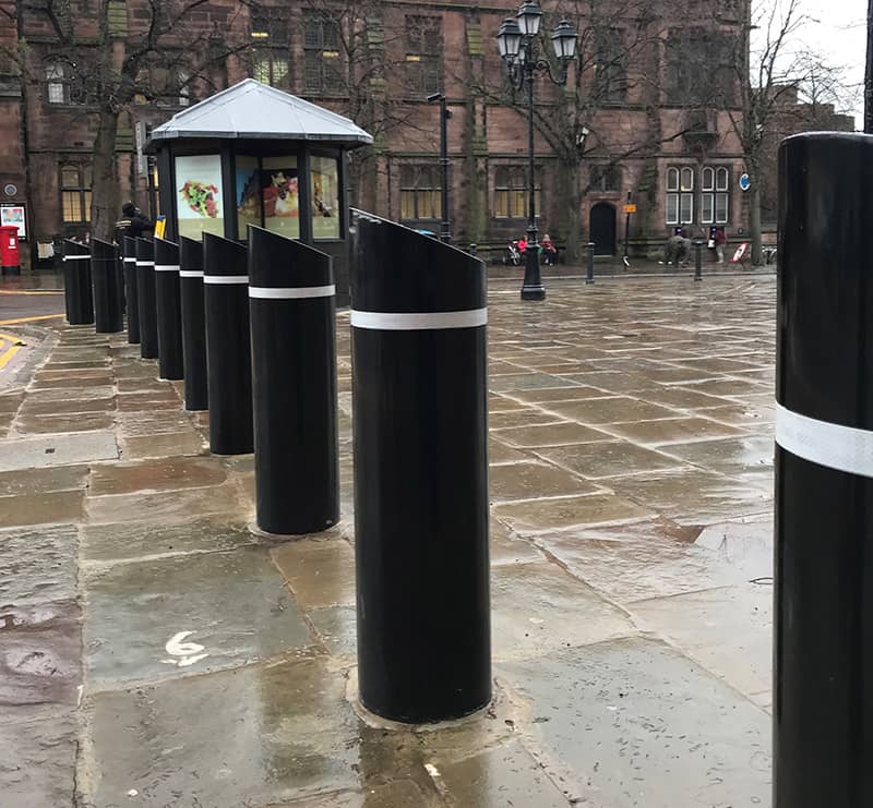 Security bollards in Chester city centre